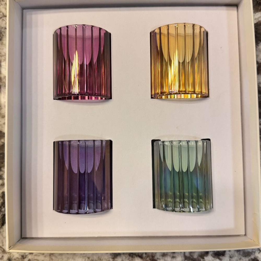 Vintage Neiman Marcus Parisevetro Blown Glass Napkin Rings Set of 4
